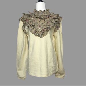 ❤️ S ❤️ NWT Anthro Top Ruffled Pullover Frilly Boho Bohemian Long Sleeves​